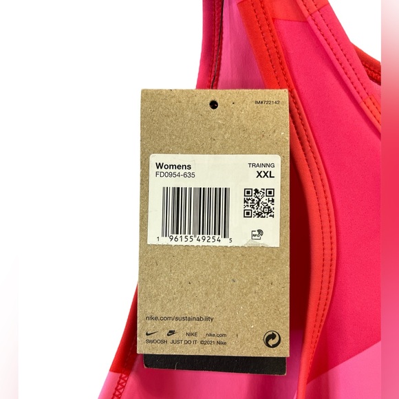 Nike Women's Pro Dri FIT Cropped Training Tank Top Pink FD0954-635 Size 2XL - Picture 6 of 6